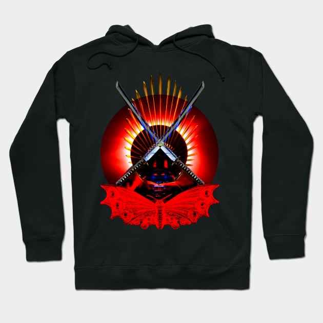 Red Moth Ancient Samurai Designer Graphic T Hoodie by PoizonBrand